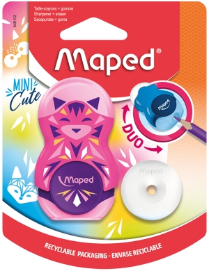 Maped Mini Cute Loopy Eraser & Sharpener - Pink